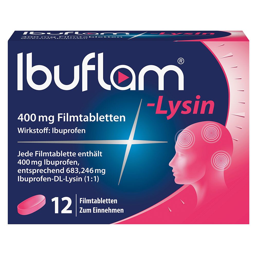 Lysin 400 mg Ibuprofen Schmerzmittel 12 St Filmtabletten