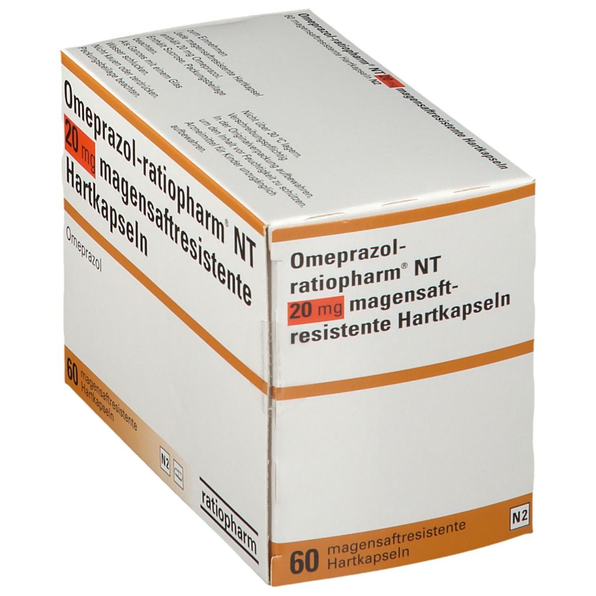 OMEPRAZOL-ratiopharm NT 20 mg magensaftr.Hartkaps. 60 St Kapseln magensaftresistent