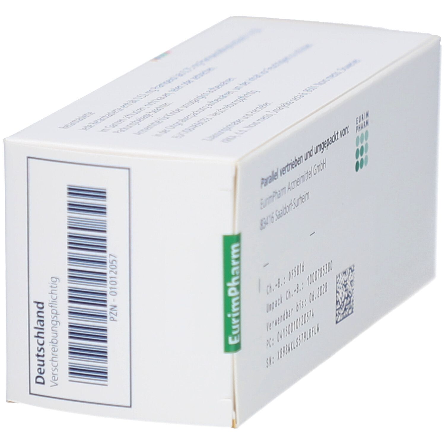 Schachtel Oprymea 0,52 mg Retardtabletten. Ansicht von unten. Barcode und Text: Deutschland, Verschreibungspflichtig.