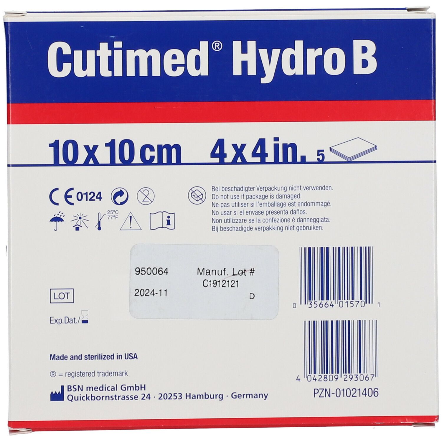 Cutimed Hydro B Hydrok.Ver.10x10cm mit Haftrand