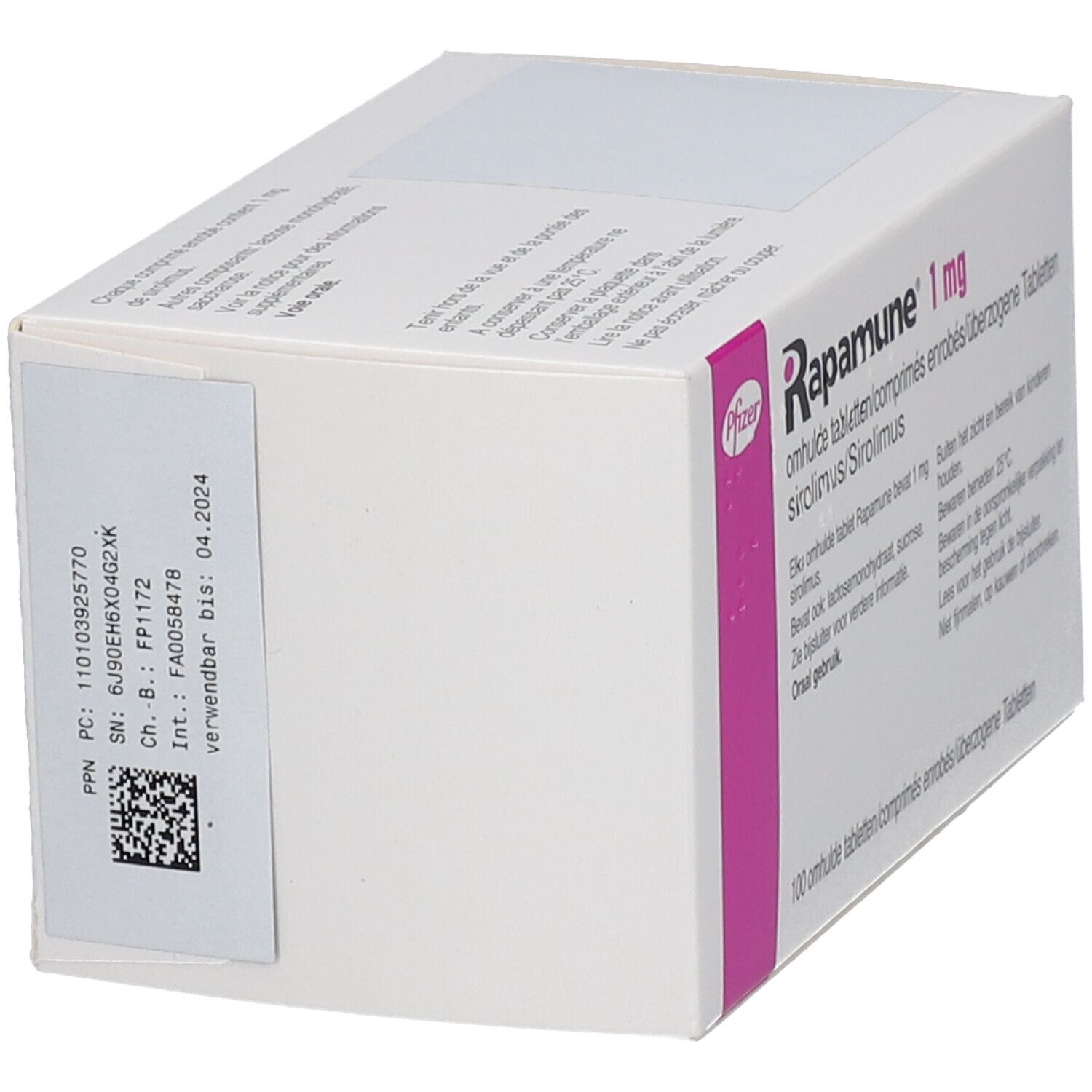 Rapamune 1 mg überzogene Tabletten 100 St Überzogene