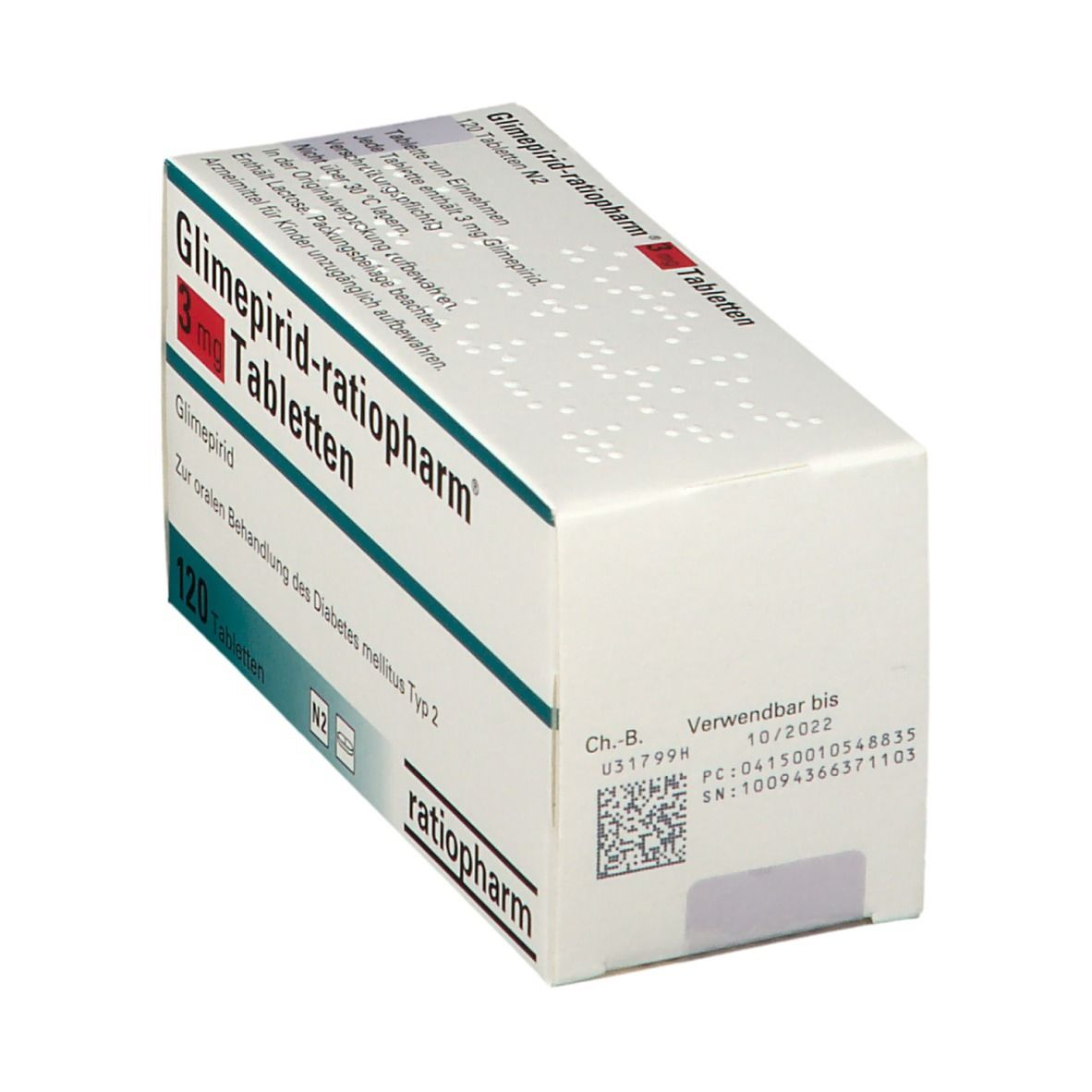 GLIMEPIRID-ratiopharm 3 mg Tabletten 120 St