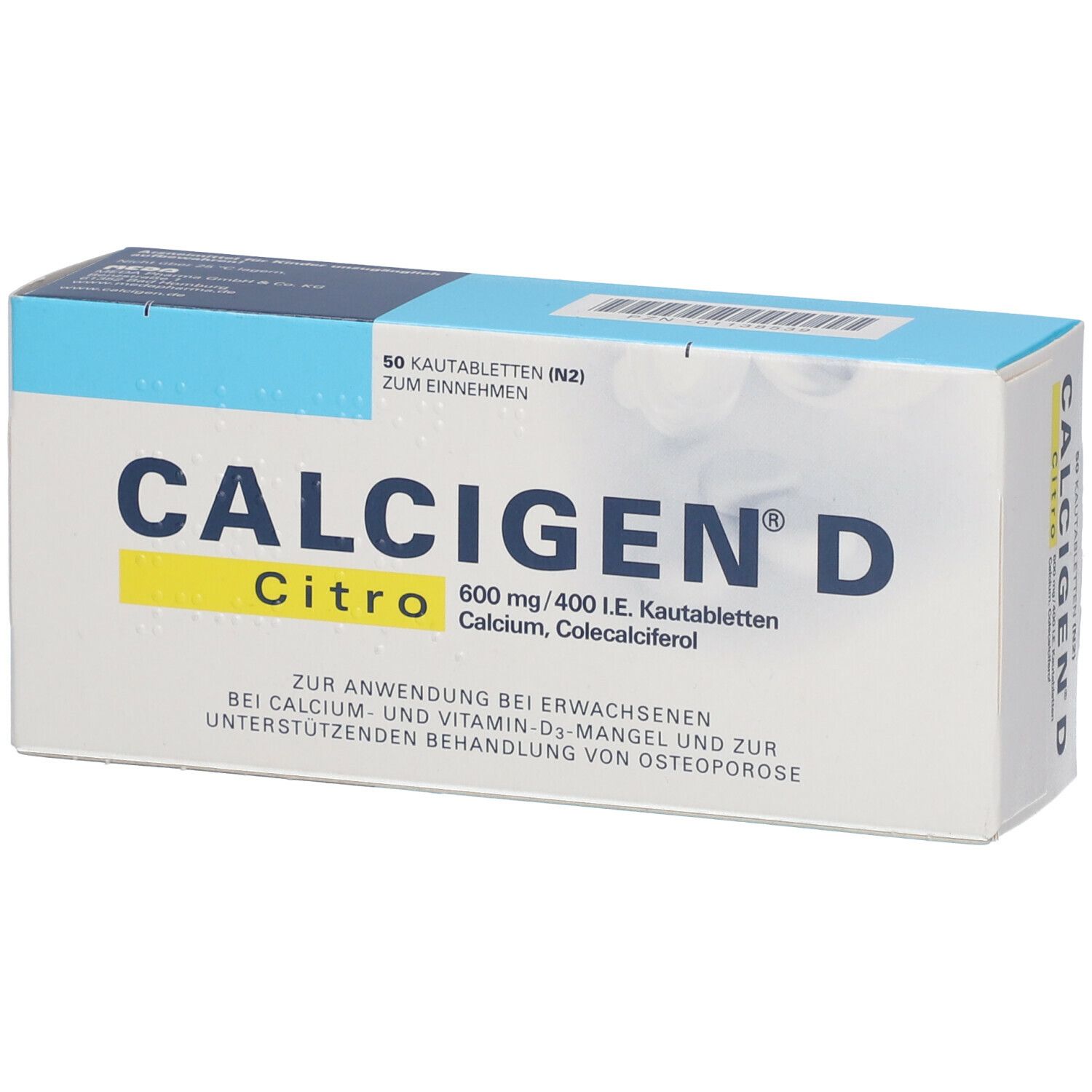 Calcigen D Citro 600 mg / 400 I.E. Kautabletten