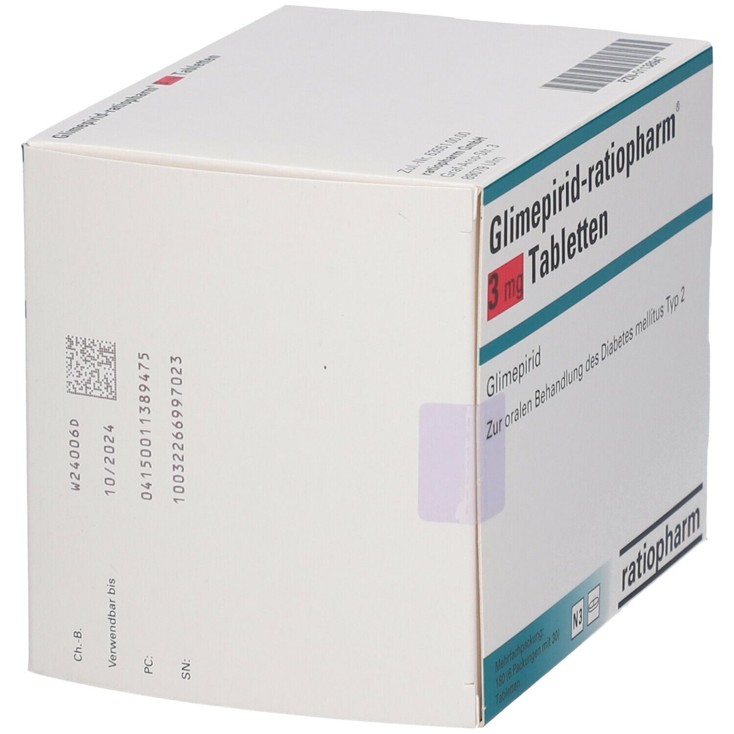 GLIMEPIRID-ratiopharm 3 mg Tabletten 180 St