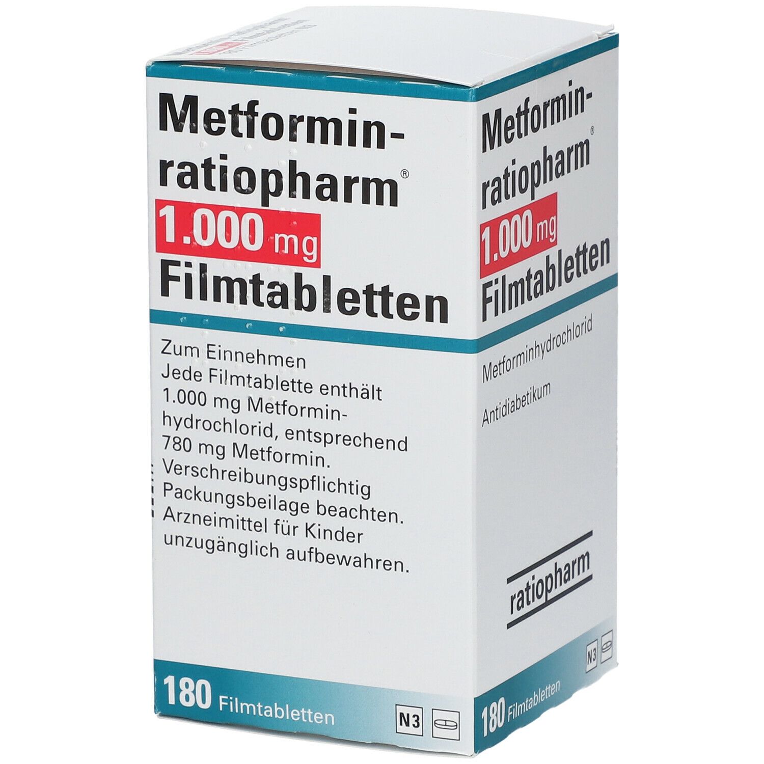 METFORMIN-ratiopharm 1.000 mg Filmtabletten 180 St