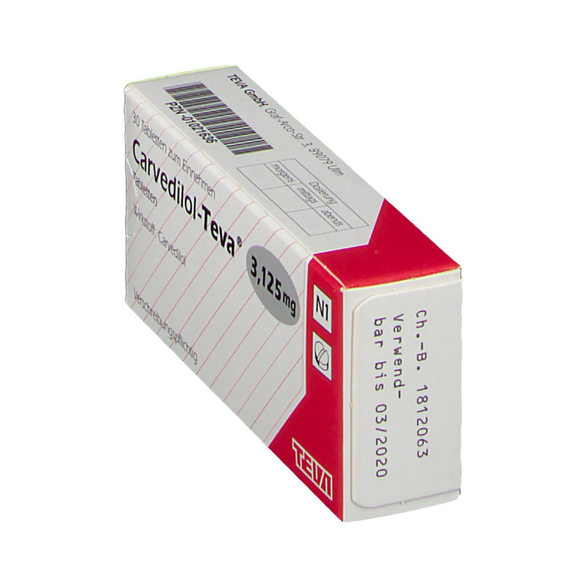 Carvedilol Teva 25 mg Tabletten 30 St