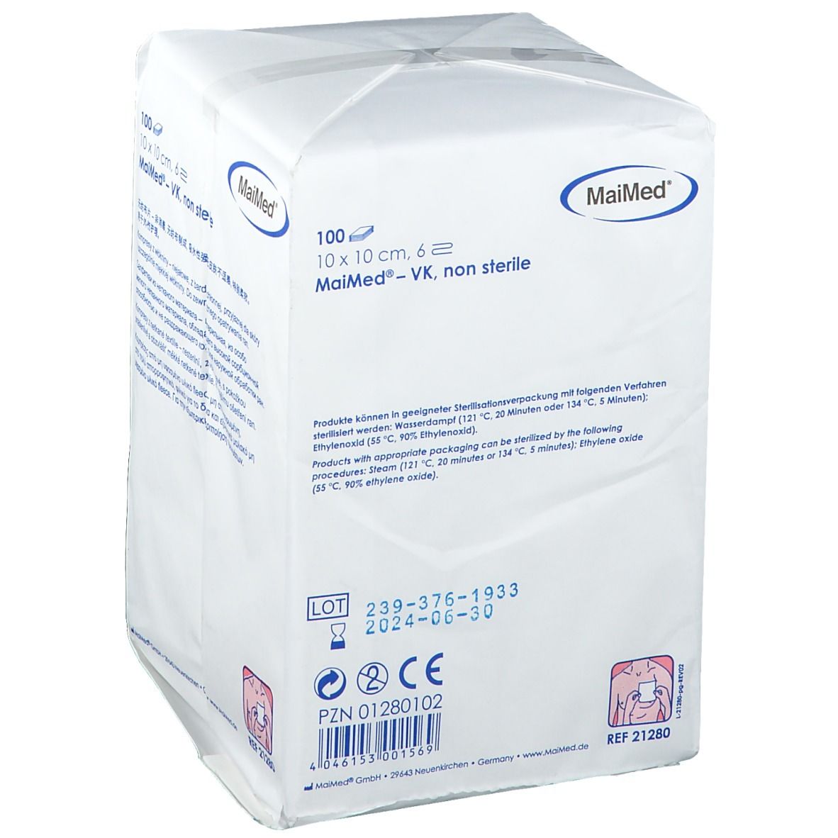 Maimed® Vlieskompressen 10 x 10 cm unsteril 6fach