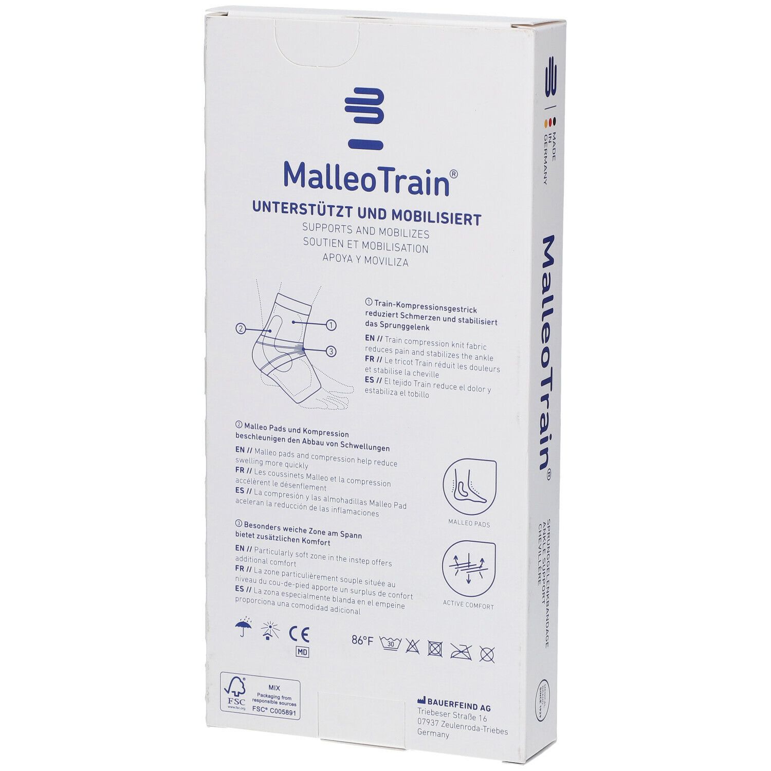 MalleoTrain® Sprunggelenkbandage links Gr.4 titan