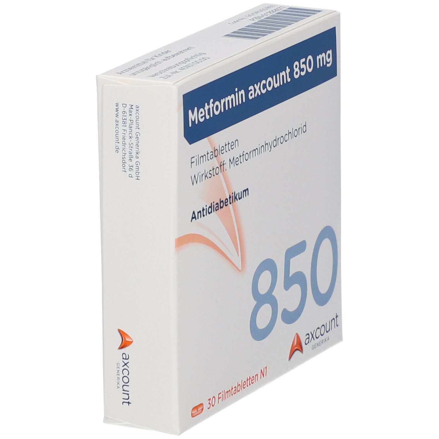 Metformin axcount 850 mg Filmtabletten 30 St