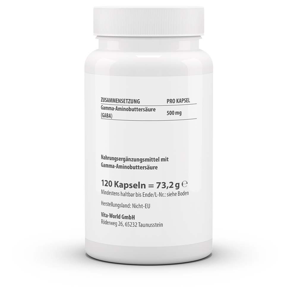 Weiße Flasche mit Kapseln. Rückseite mit Informationen: Zusammensetzung, 120 Kapseln, Hersteller.