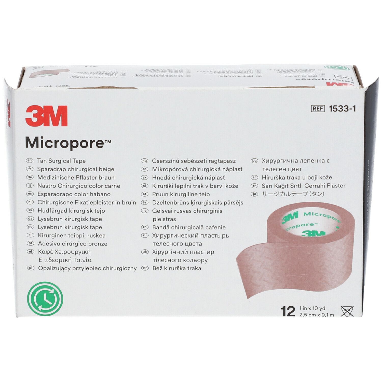 3M™ Micropore™ Hypoallergenes Vliespflaster 2,5 cm x 9,1 m hautfarben