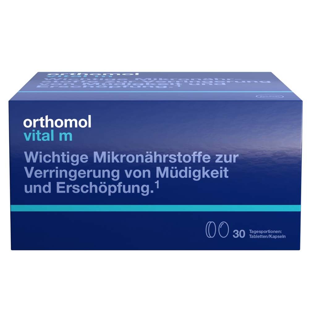 Orthomol Vital m - Mikronährstoffe für Männer - bei Müdigkeit - mit B-Vitaminen, Omega-3 und Magnesium - Tabletten/Kapse