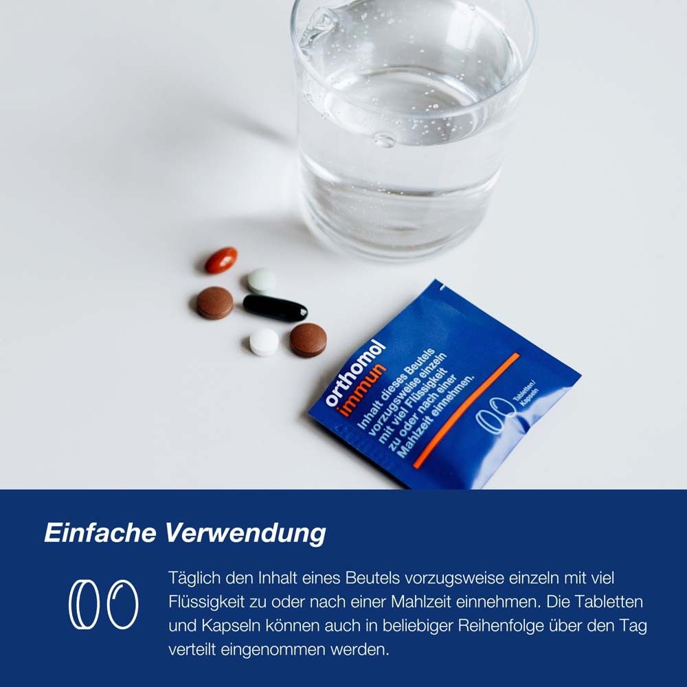 Orthomol Immun - Mikronährstoffe zur Unterstützung des Immunsystems - mit Vitamin C, Vitamin D und Zink - Tabletten/Kapseln