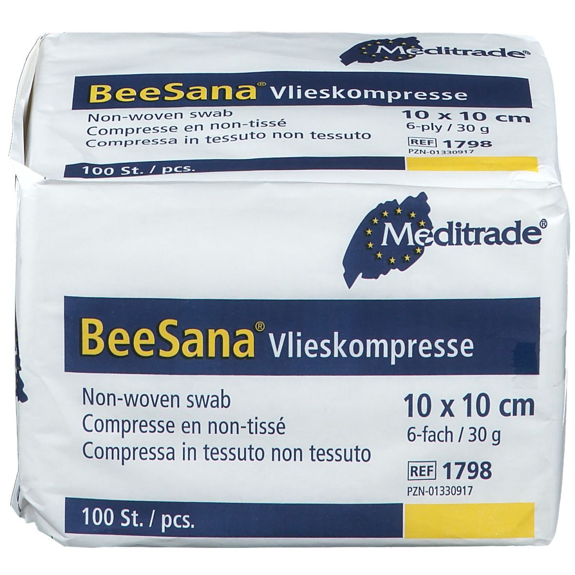 BeeSana® Vlieskompresse 6fach 10 x 10 cm unsteril