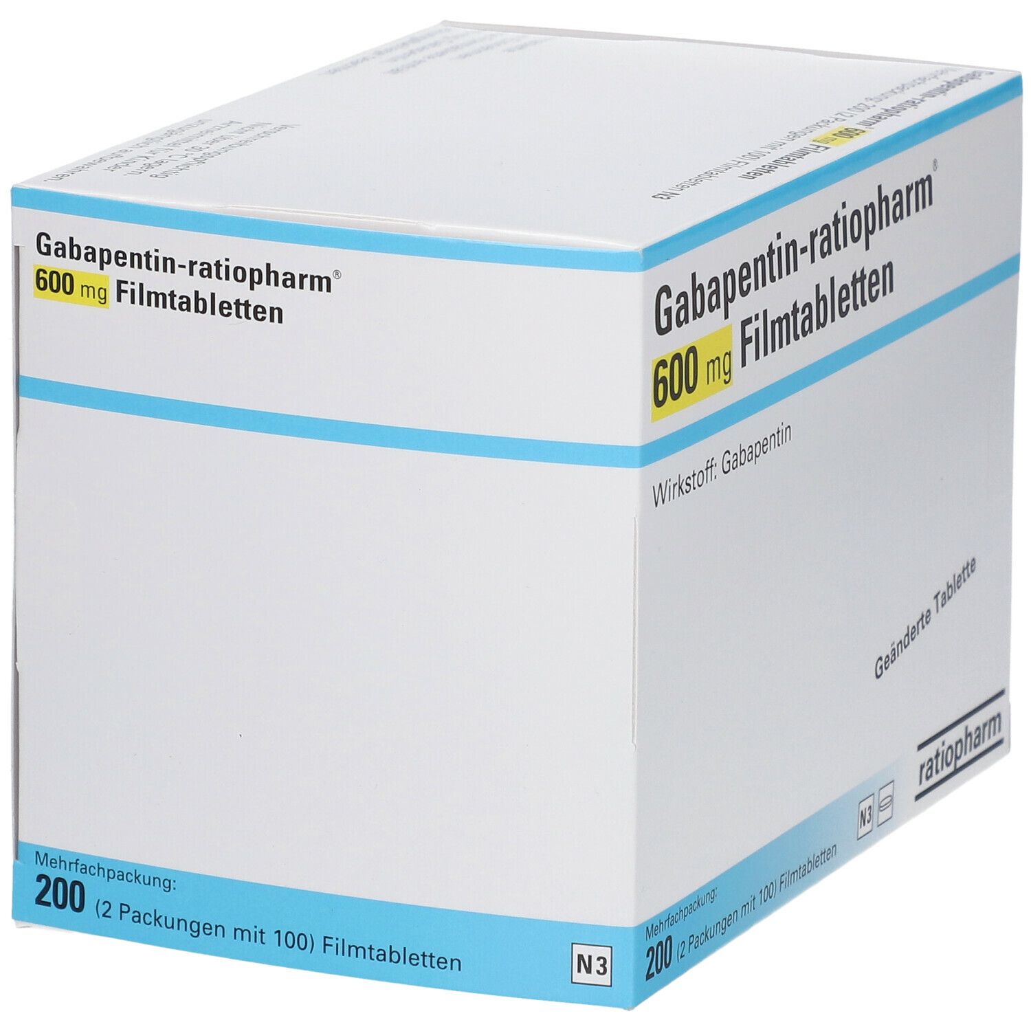 GABAPENTIN-ratiopharm 600 mg Filmtabletten 200 St