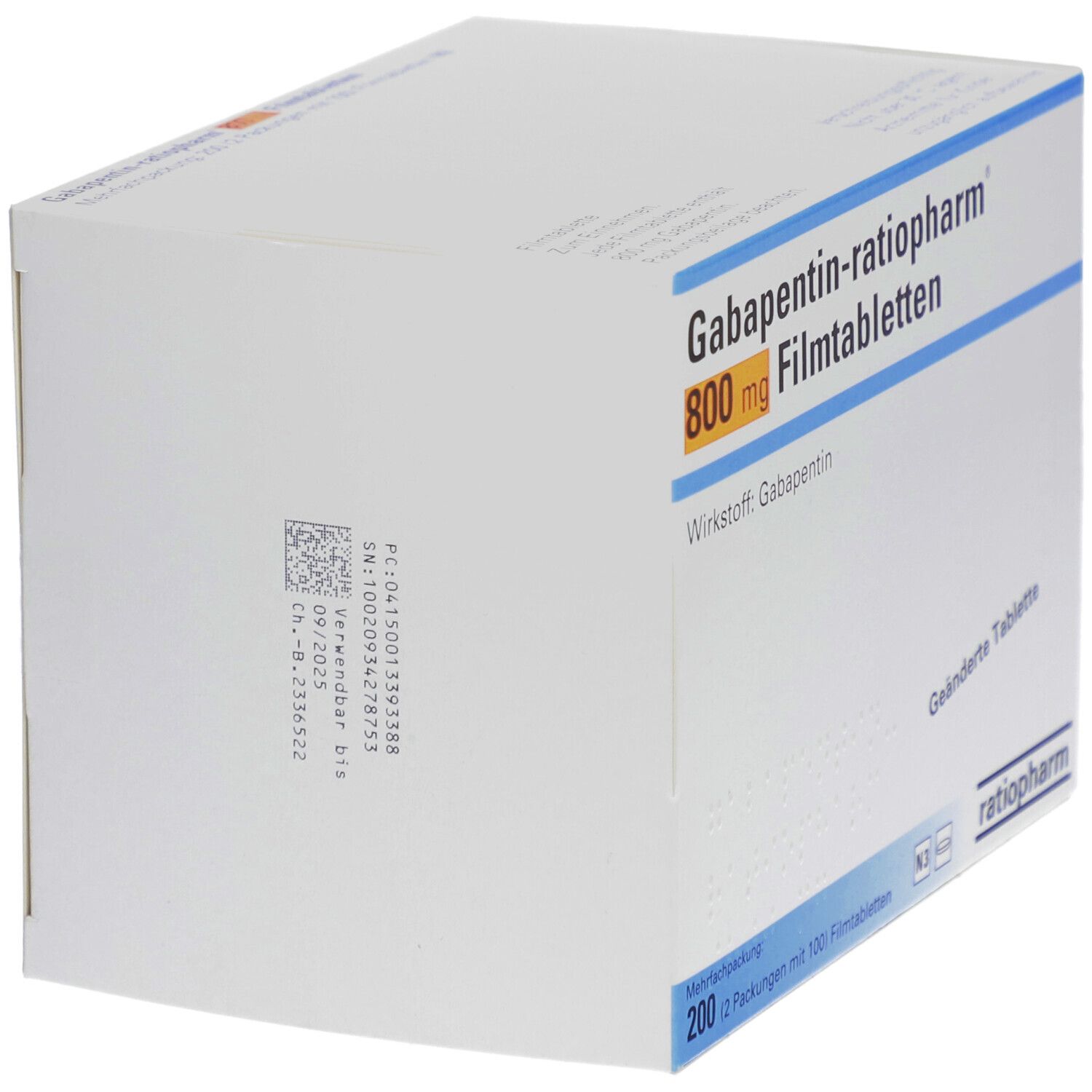 GABAPENTIN-ratiopharm 800 mg Filmtabletten 200 St