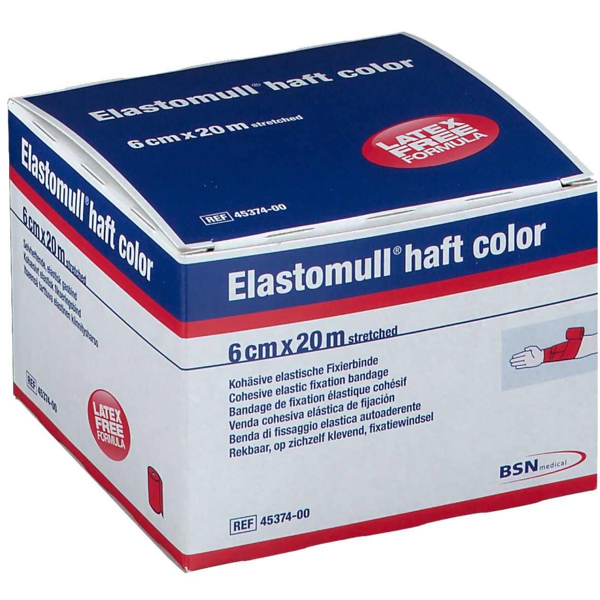 Elastomull haft color 6 cmx20 m Fixierb.rot 1 St Binden