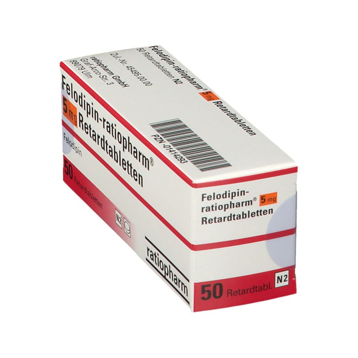 FELODIPIN-ratiopharm 5 mg Retardtabletten 50 St Retard-Tabletten