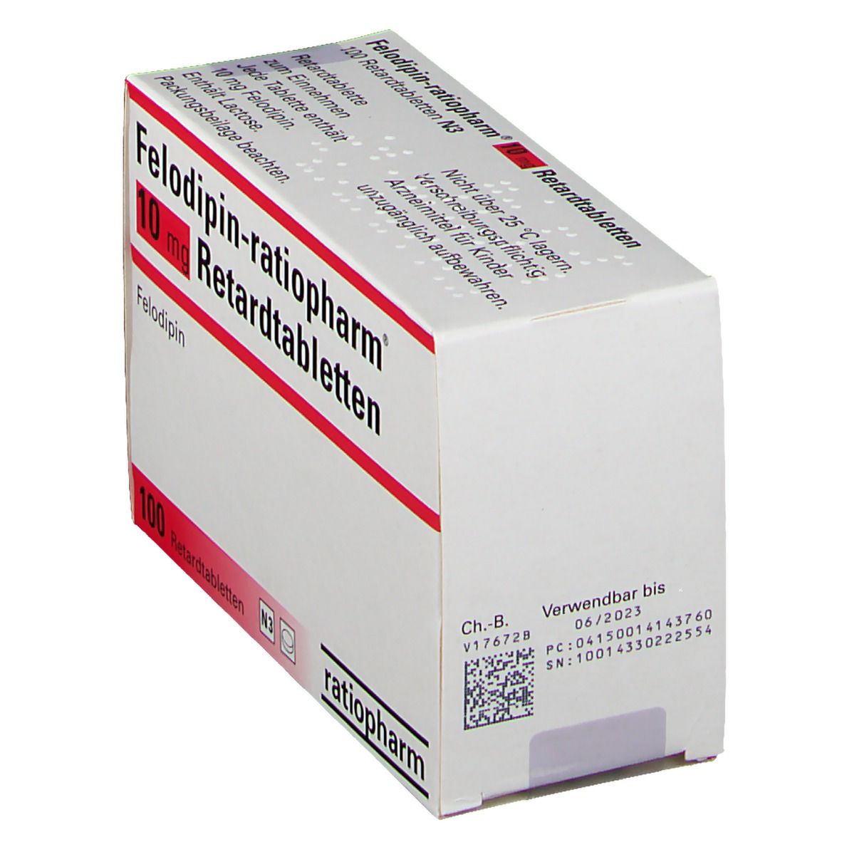 FELODIPIN-ratiopharm 10 mg Retardtabletten 100 St Retard-Tabletten