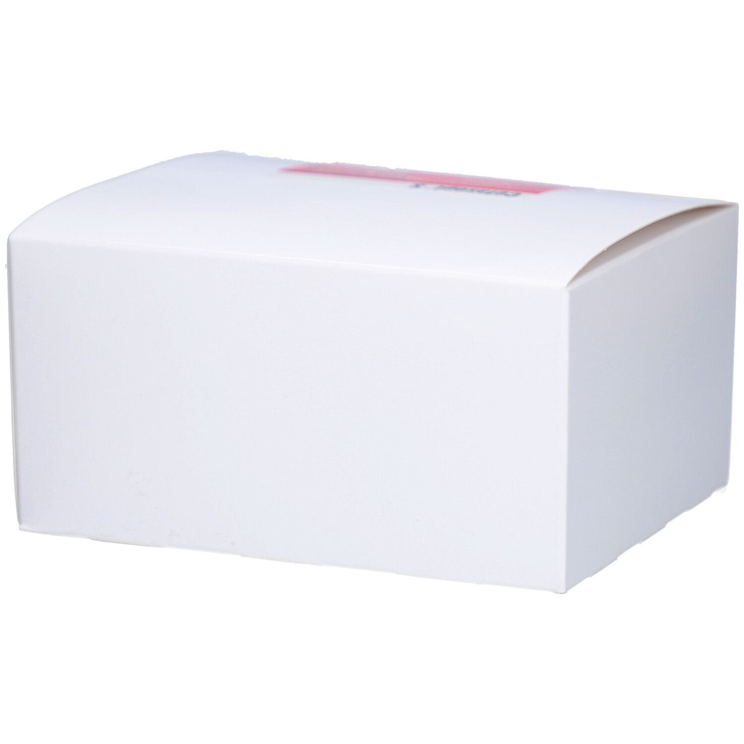 Weiße Kartonverpackung. Oberseite mit abgerundeten Kanten. Keine weiteren Details sichtbar.