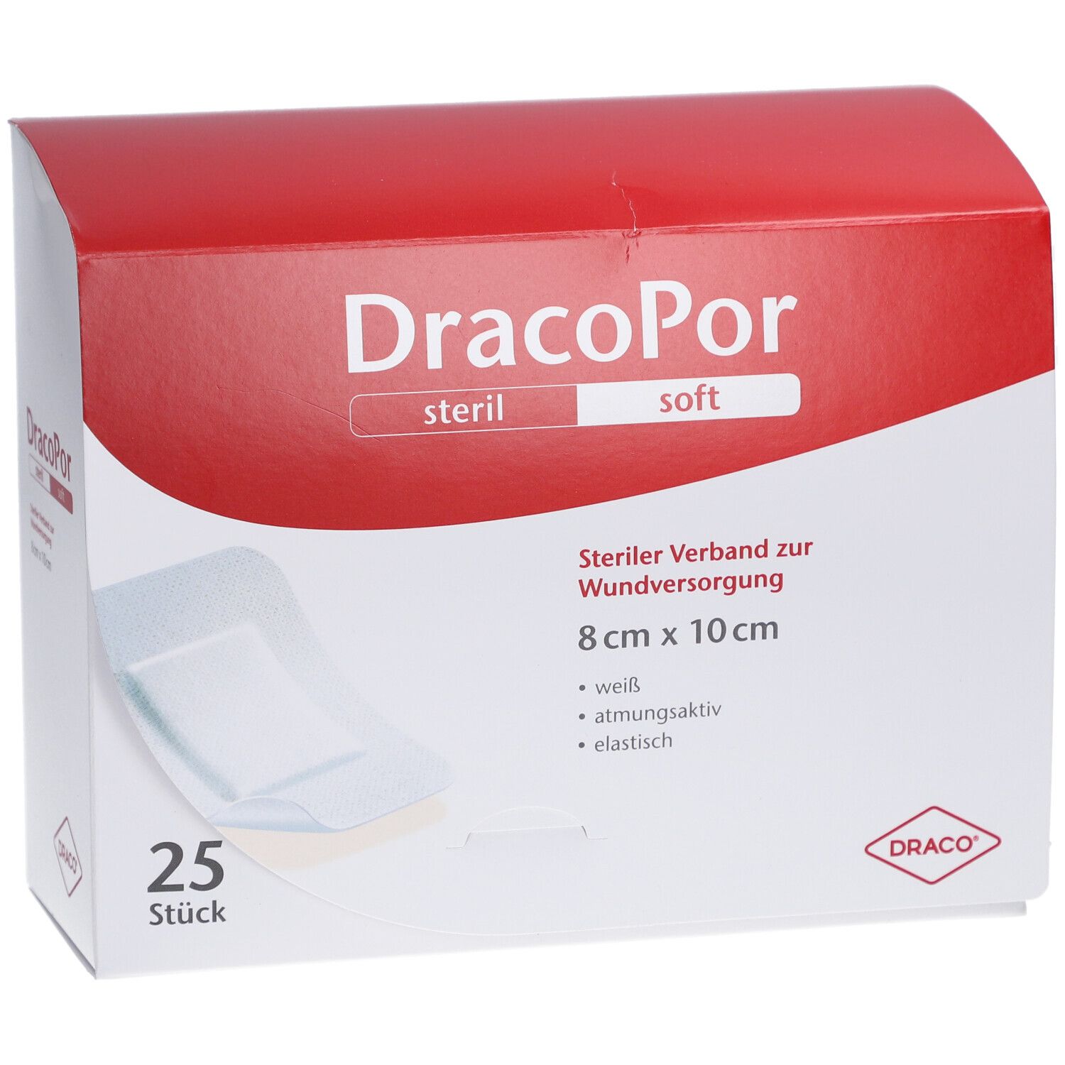 DracoPor Wundverband Soft weiß steril 10 x 8cm 25 St - Shop Apotheke