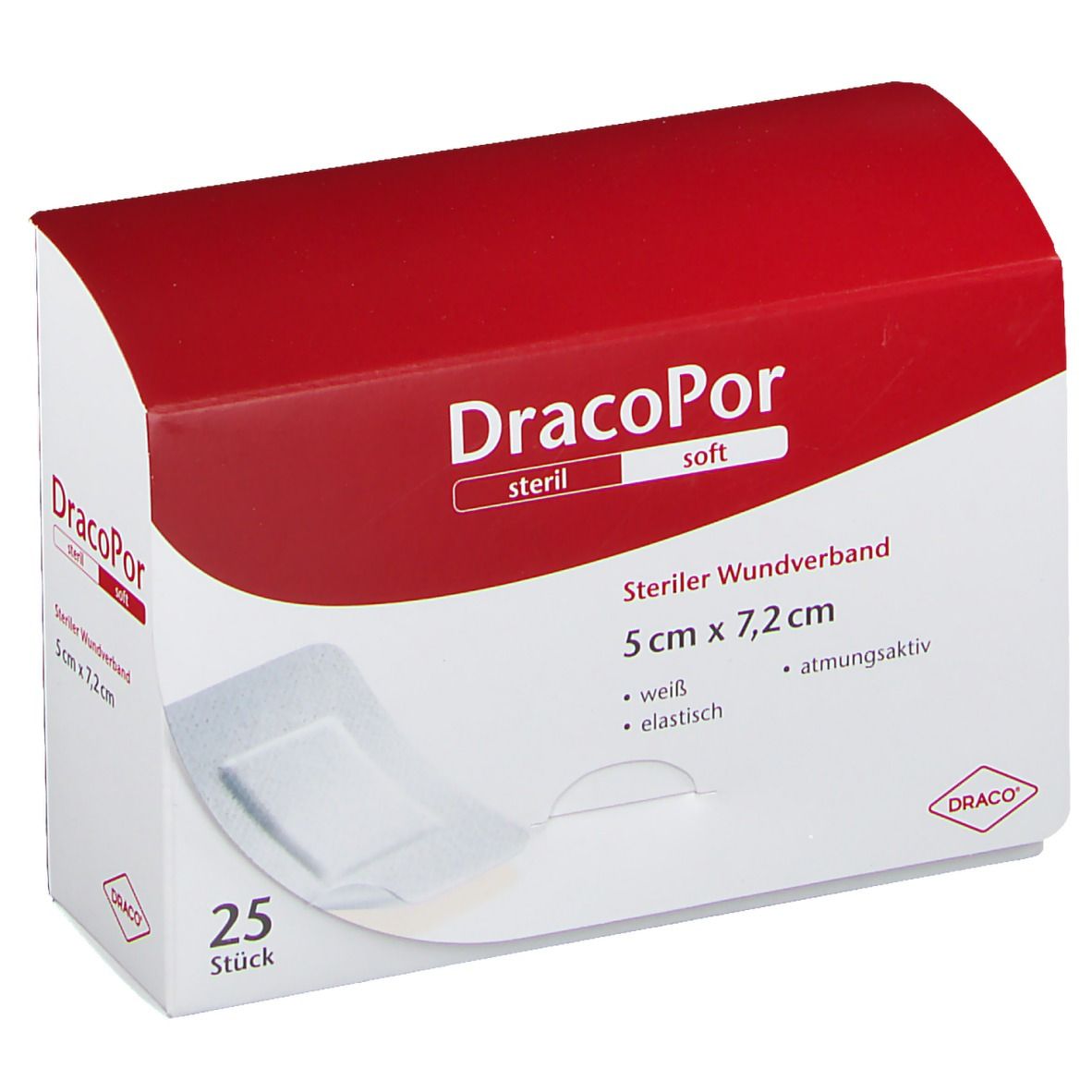 DracoPor Soft weiß Wundverband 7,2x5 cm steril