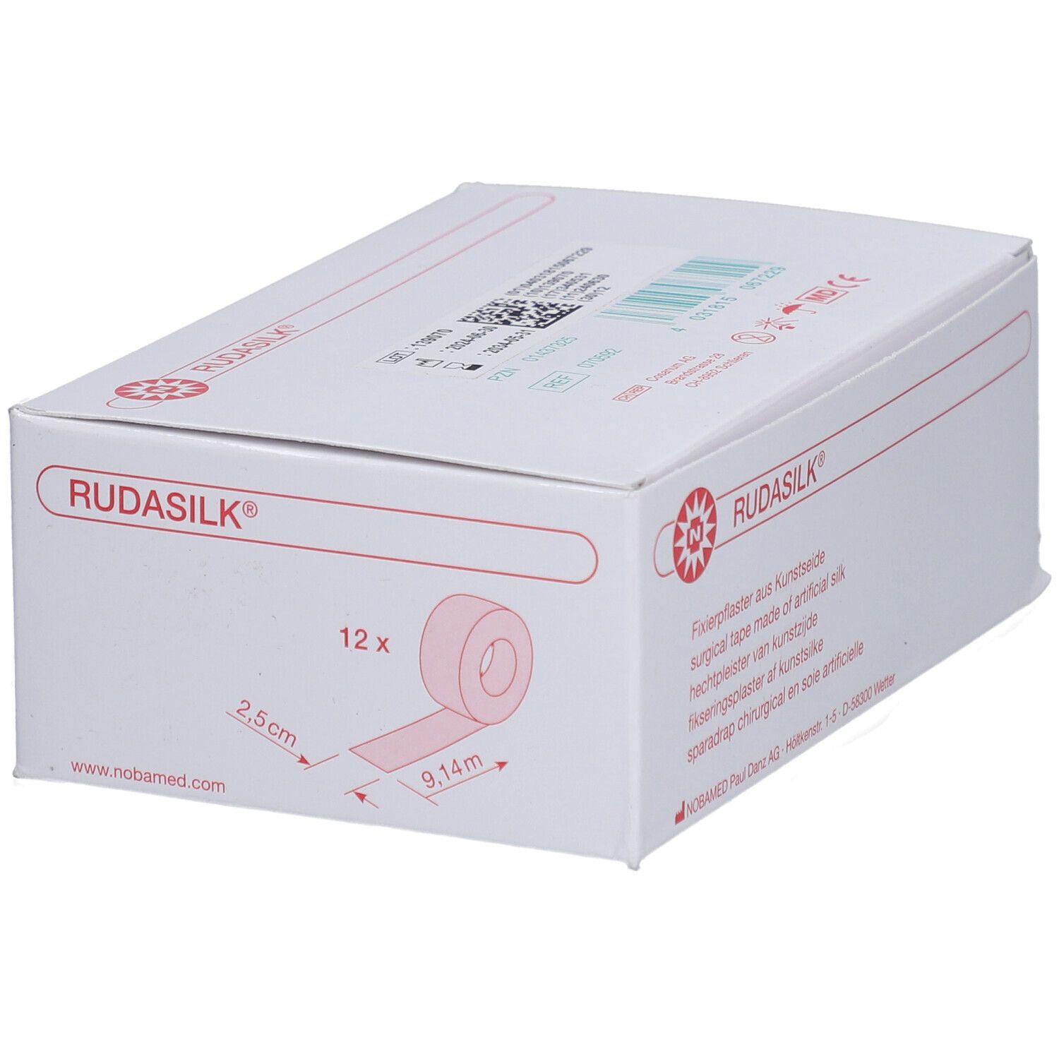 Rudasilk Fixierpflaster 1,25 cmx9 m o.Seitenschei. 24 St Pflaster