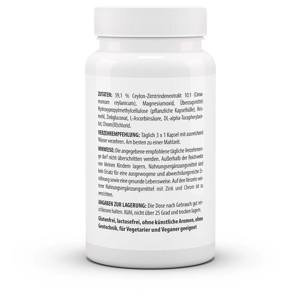 Rückseite der Flasche. Zutaten, Verzehrempfehlung, Hinweise zur Lagerung. Glutenfrei, laktosefrei, ohne künstliche Aromen, ohne Gentechnik.