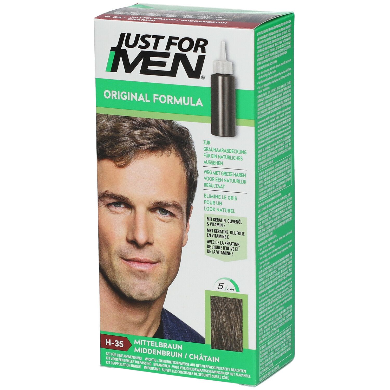 JUST FOR MEN® Shampooing colorant Châtain H-35