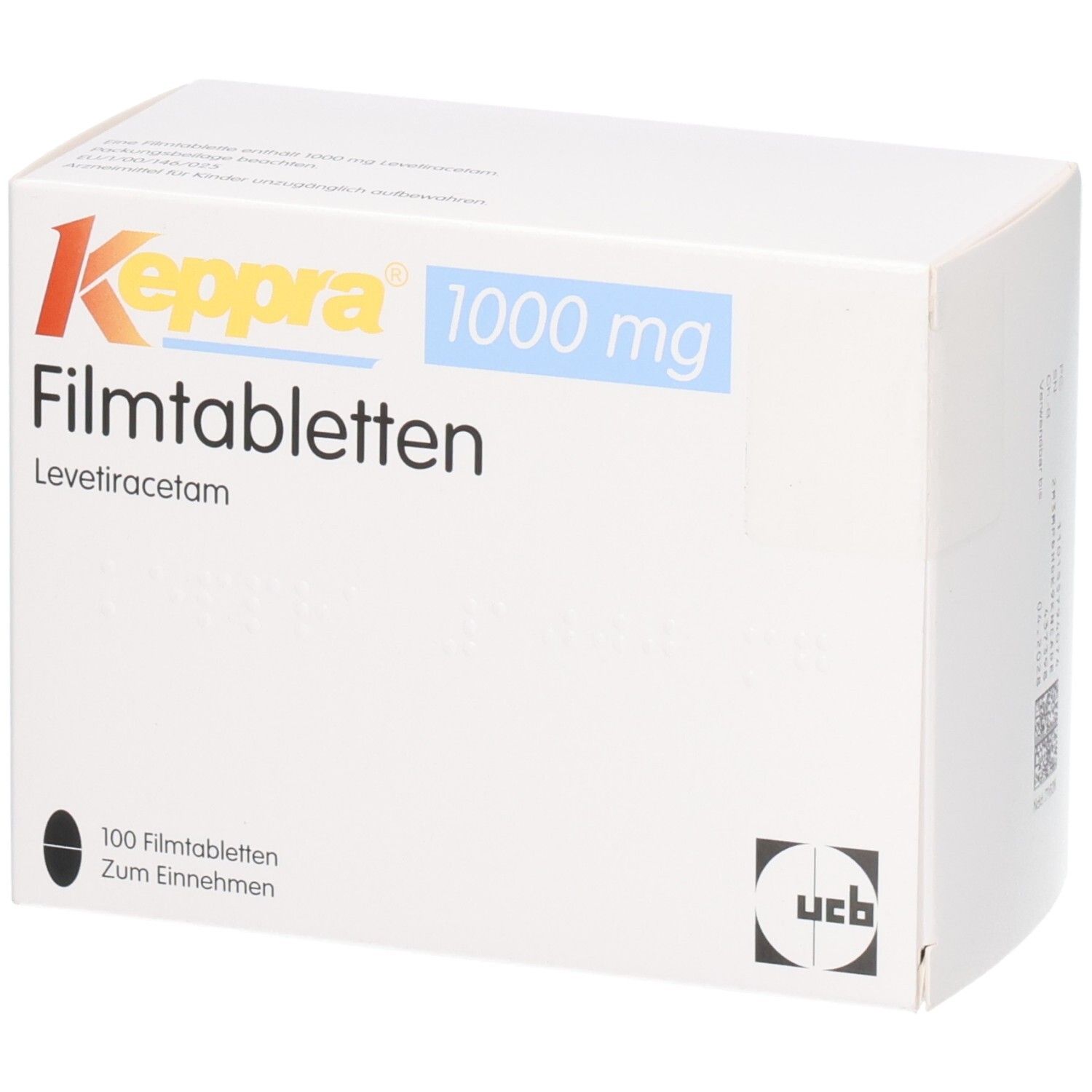 Keppra 1000 mg Filmtabletten, 100 Stück. Levetiracetam.