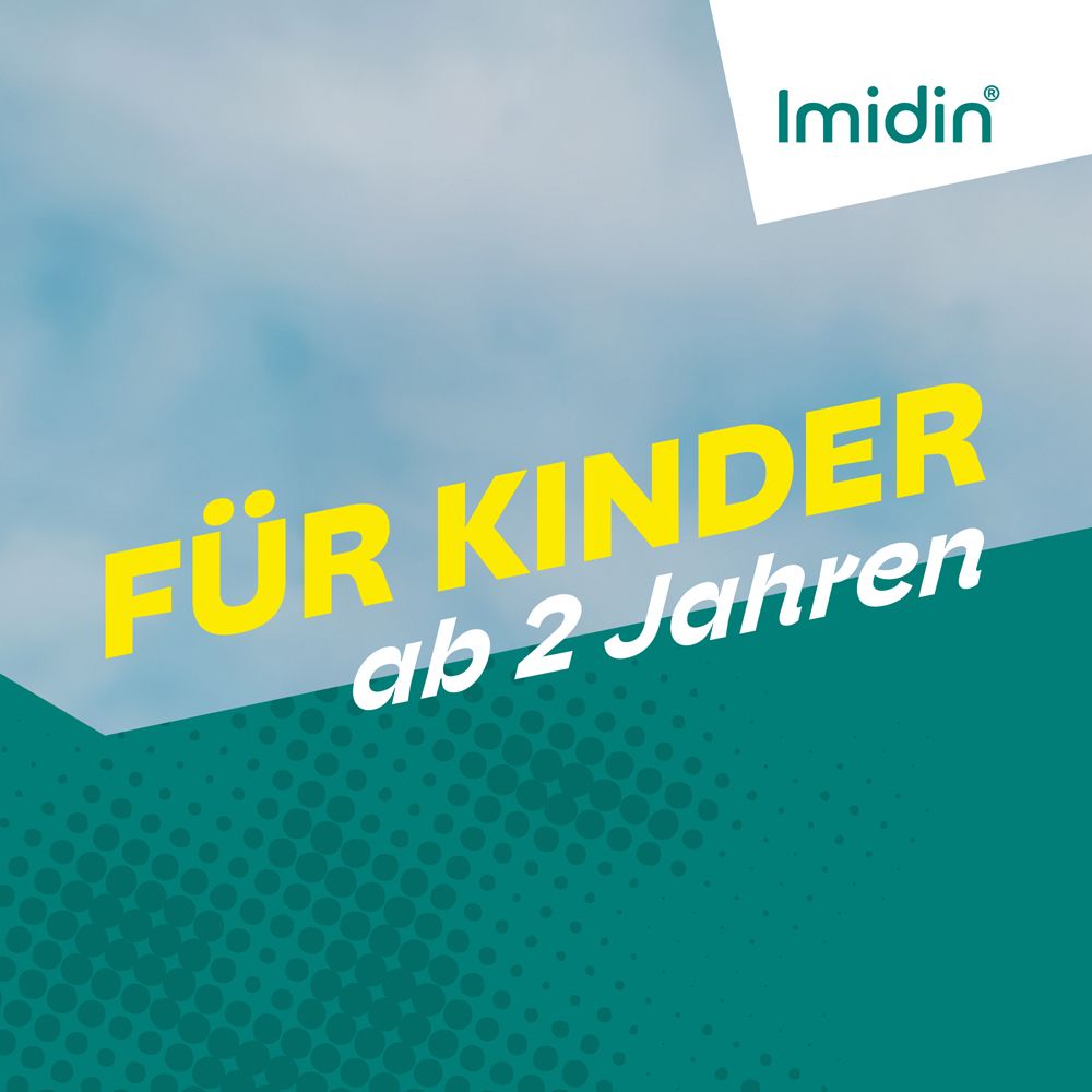 Text: FÜR KINDER ab 2 Jahren. Hintergrund: Himmel. Logo: Imidin®.