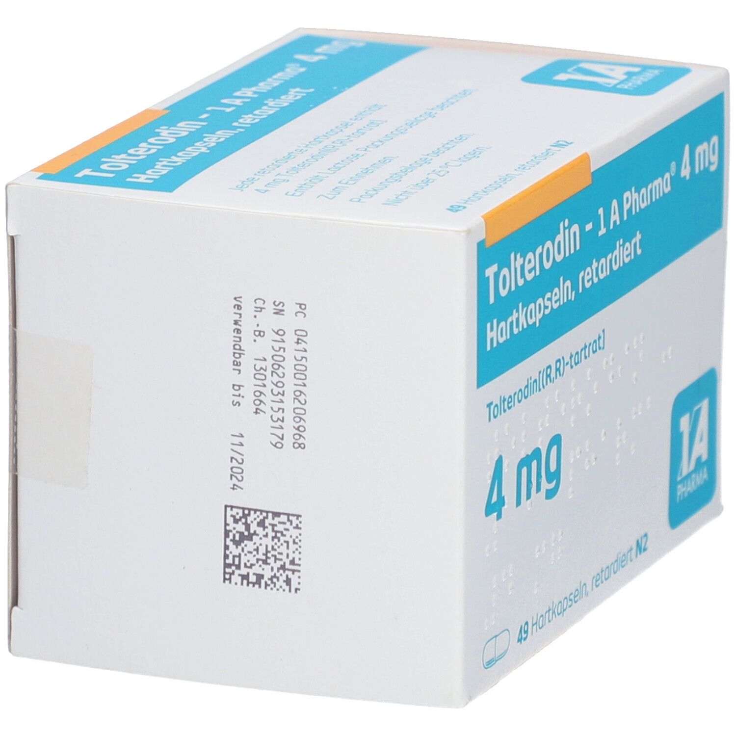 Tolterodin-1A Pharma 4 mg Hartkapseln retardiert 49 St Retard-Kapseln