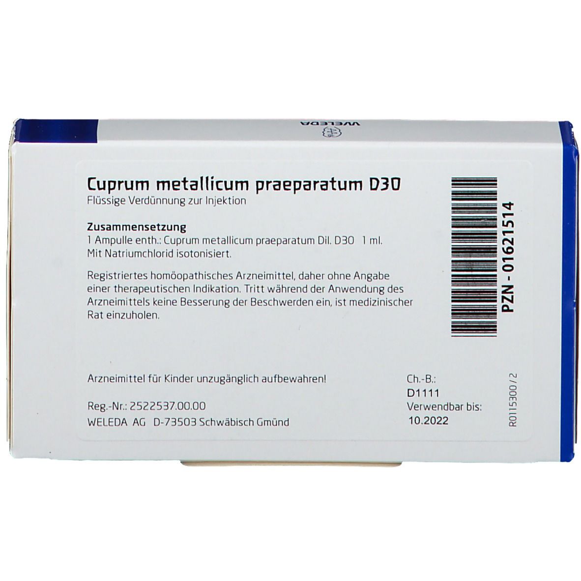 Cuprum metallicum praeparatum D 30 Ampullen