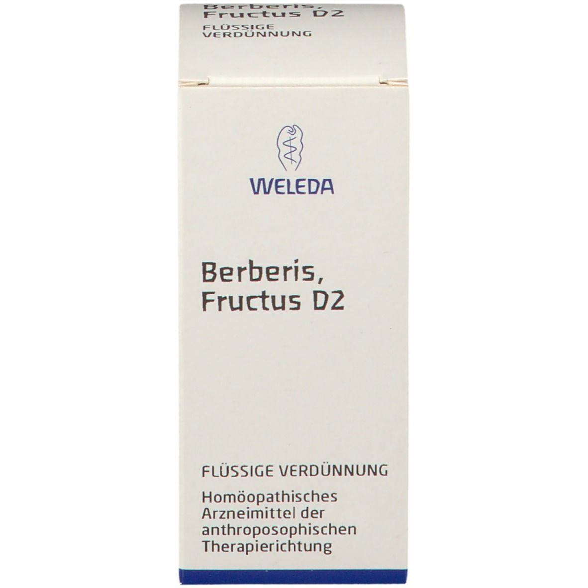 Karton. Beschriftung: WELEDA, Berberis, Fructus D2, Flüssige Verdünnung.