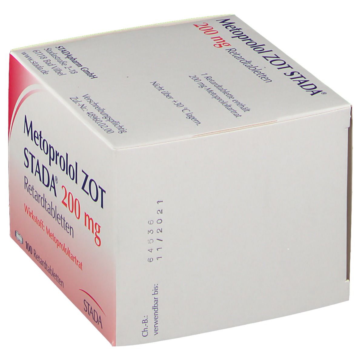 Metoprolol ZOT Stada 200 mg Retardtabletten 100 St Retard-Tabletten