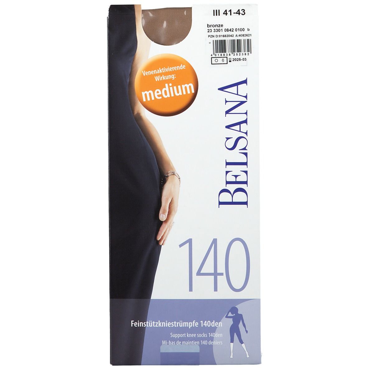 Belsana 140den Feinstützkniestrümpfe Größe 3 Schuhgröße 41 - 43 Bronze