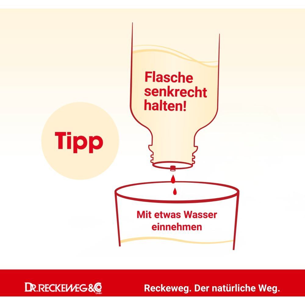 Tipp: Flasche senkrecht halten und mit etwas Wasser einnehmen.