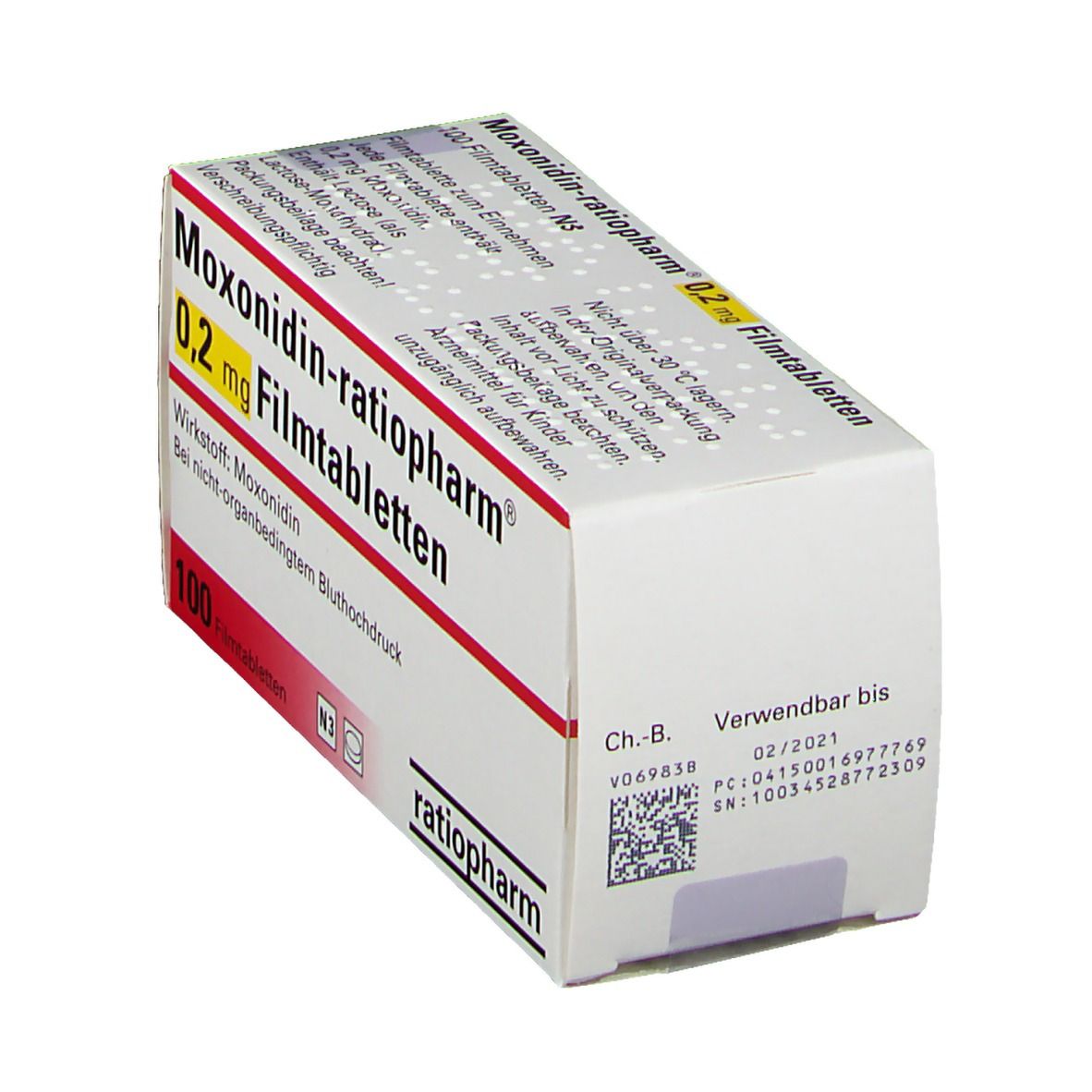 MOXONIDIN-ratiopharm 0,2 mg Filmtabletten 100 St