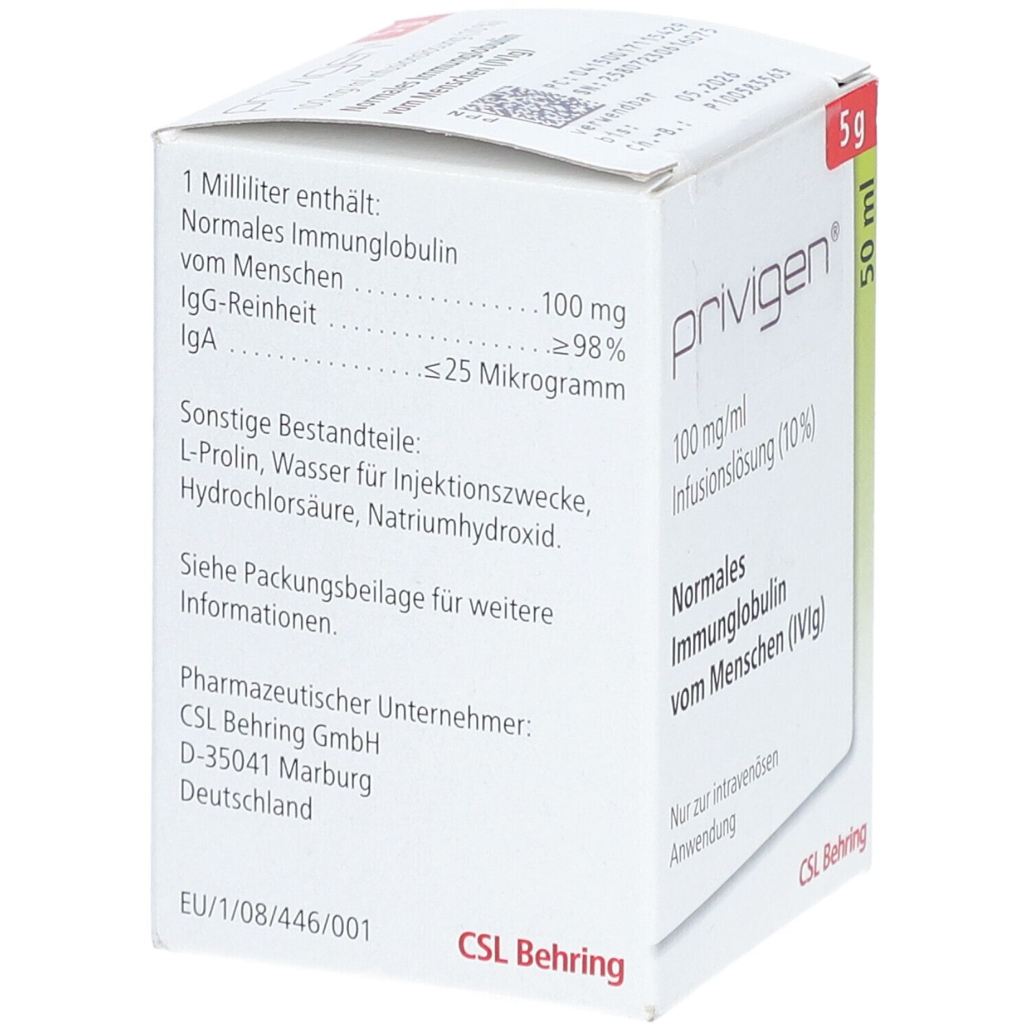 Privigen 10% Lösung 5 g Infusionslösung Dsfl. 50 ml