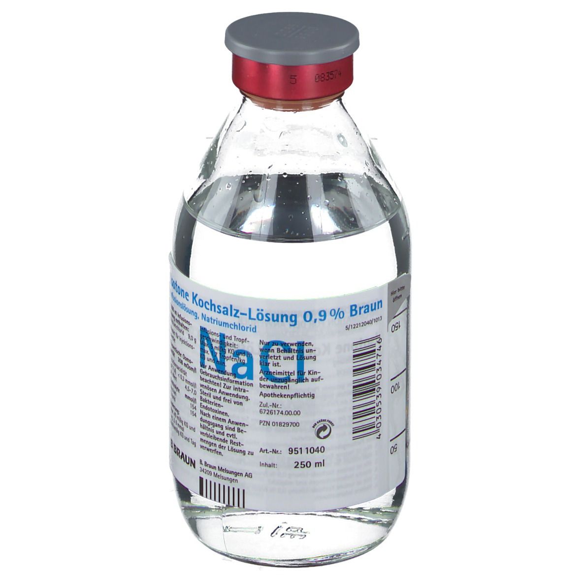 Isotone Kochsalz-Lösung 0,9 % Braun Glasflasche