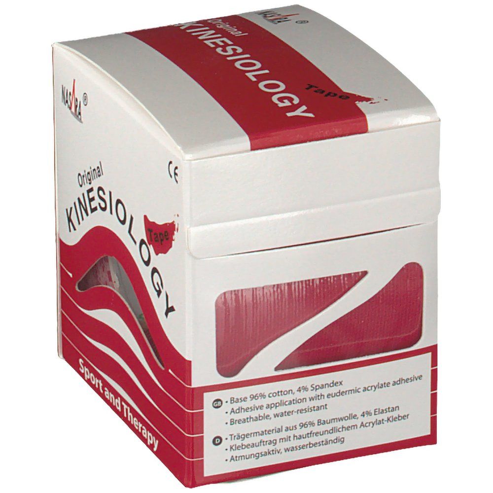 Nasara Kinesiologie Tape 5 cmx5 m rot 1 St Verband