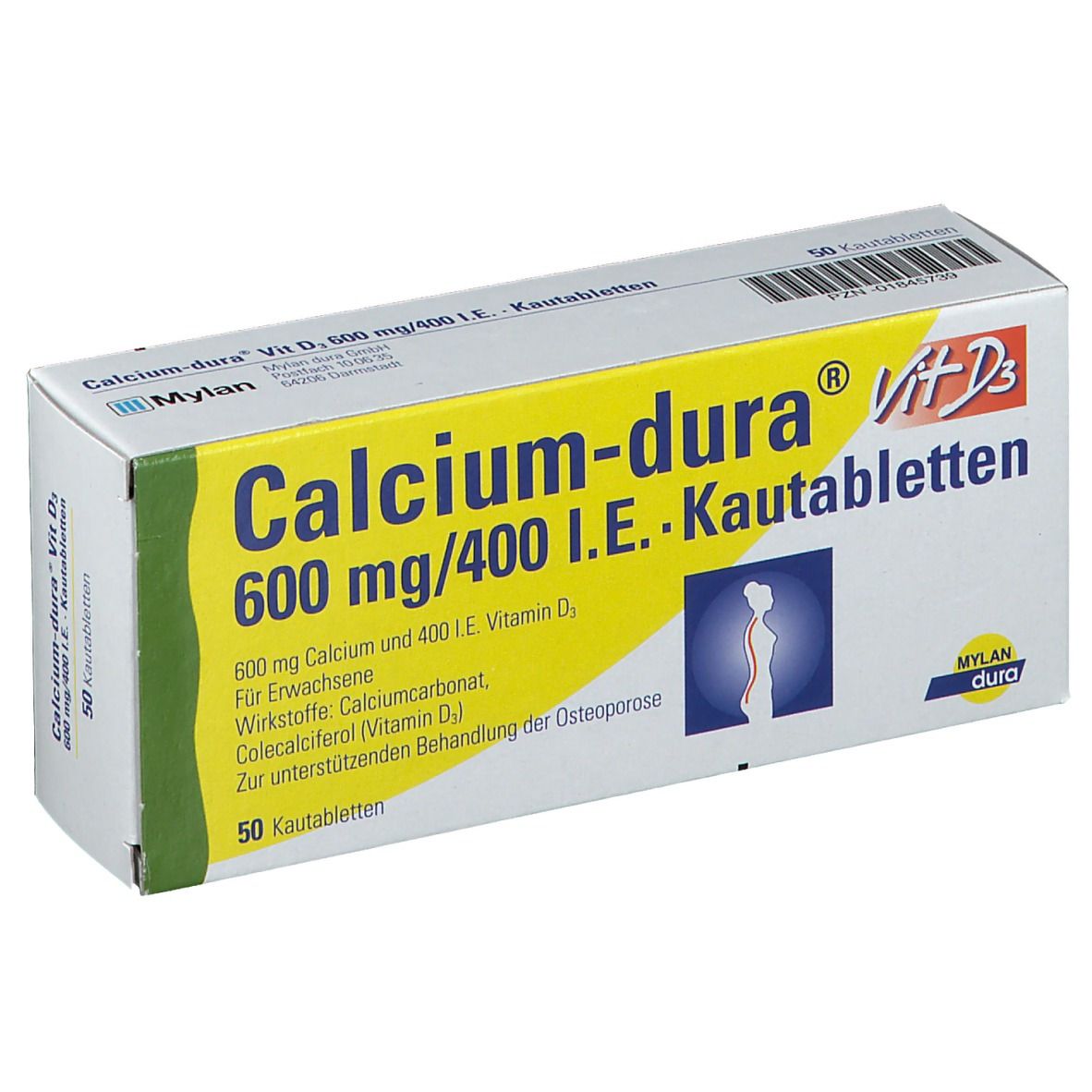 Calcium-dura® Vit D3 600 mg/400 I.E. Kautabletten