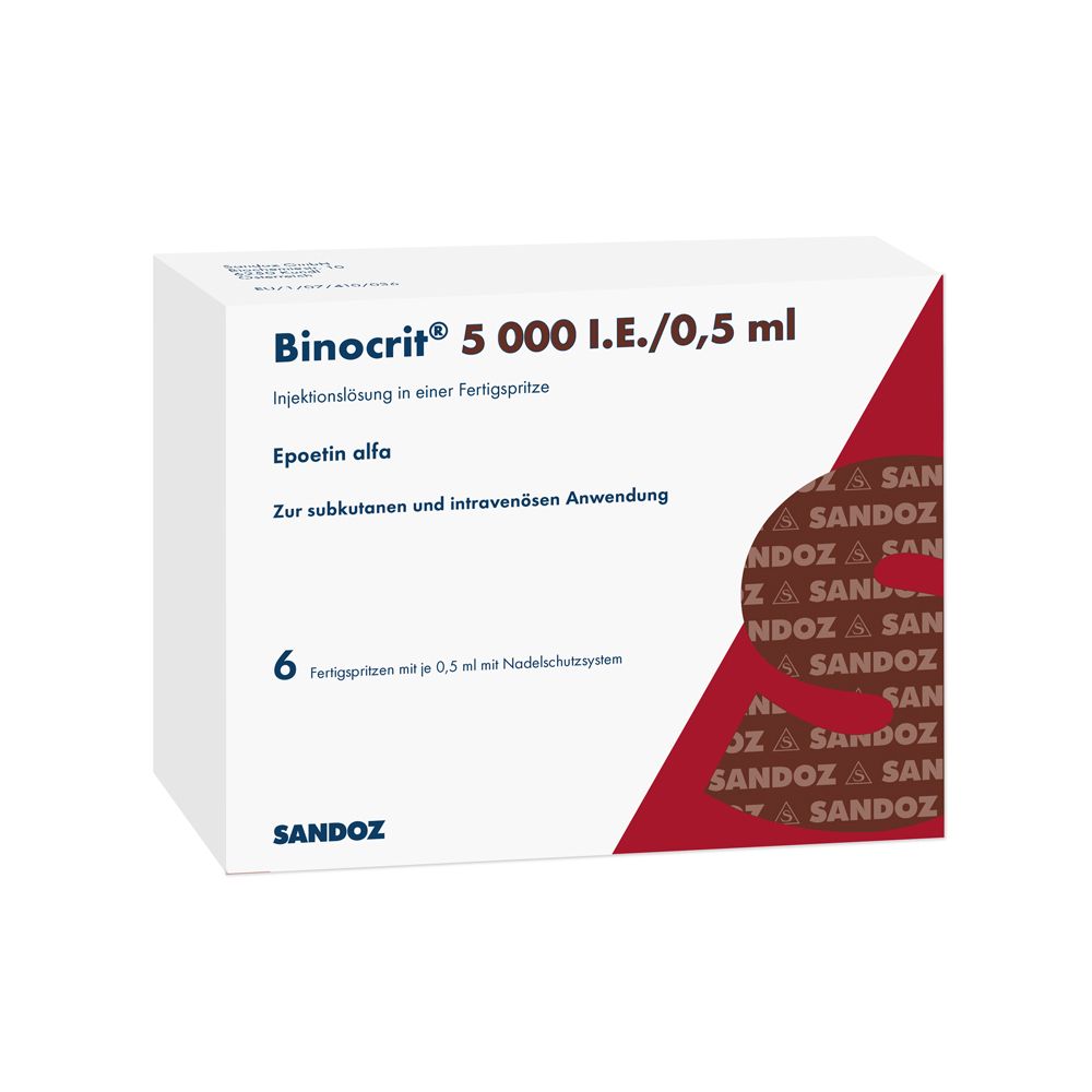 Binocrit 5.000 I.E./0,5 ml Injektionslösung in Fertigspritzen, Epoetin alfa, 6 Stück.