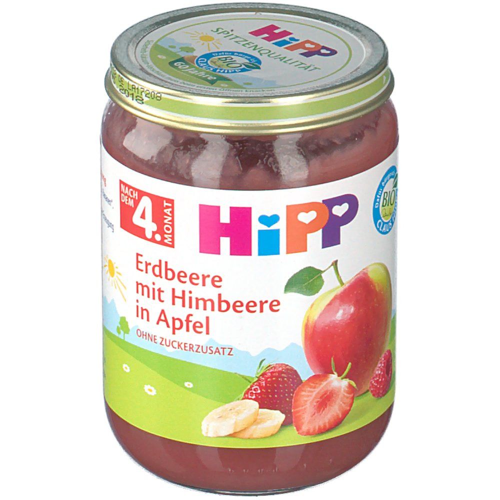 Hipp Erdbeere mit Himbeere in Apfel ab dem 5. Monat
