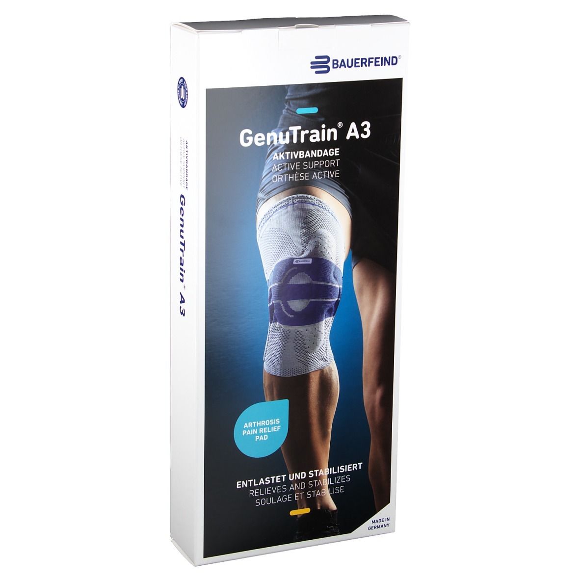 GenuTrain® A3 Kniebandage rechts Gr. 4 natur blau 1 St Bandage(s)