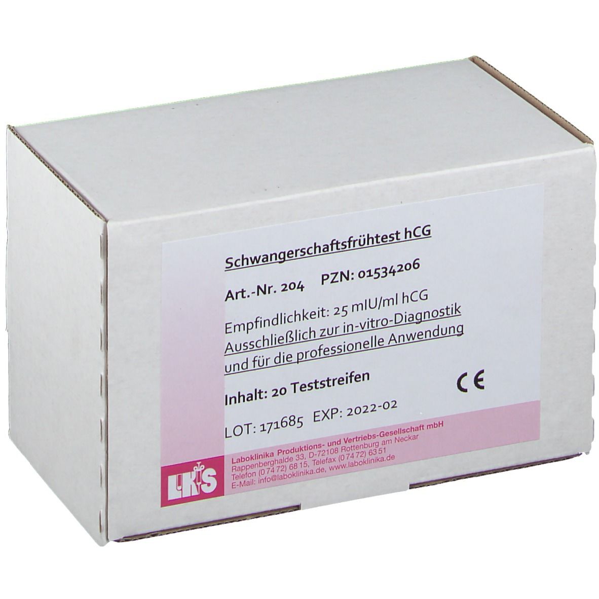 hCG-Schwangerschaftsfrühtest 20 St Teststreifen