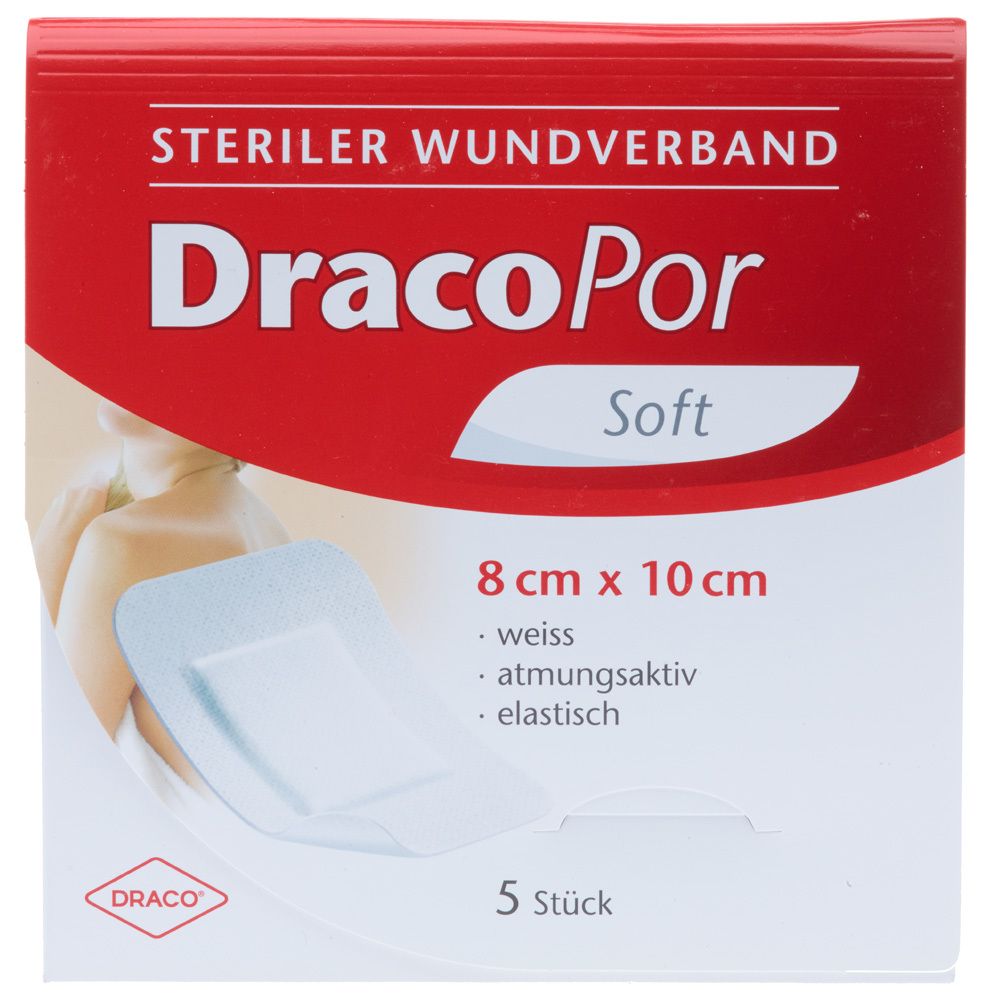 DracoPor Wundverband Soft weiß steril 10 x 8 cm