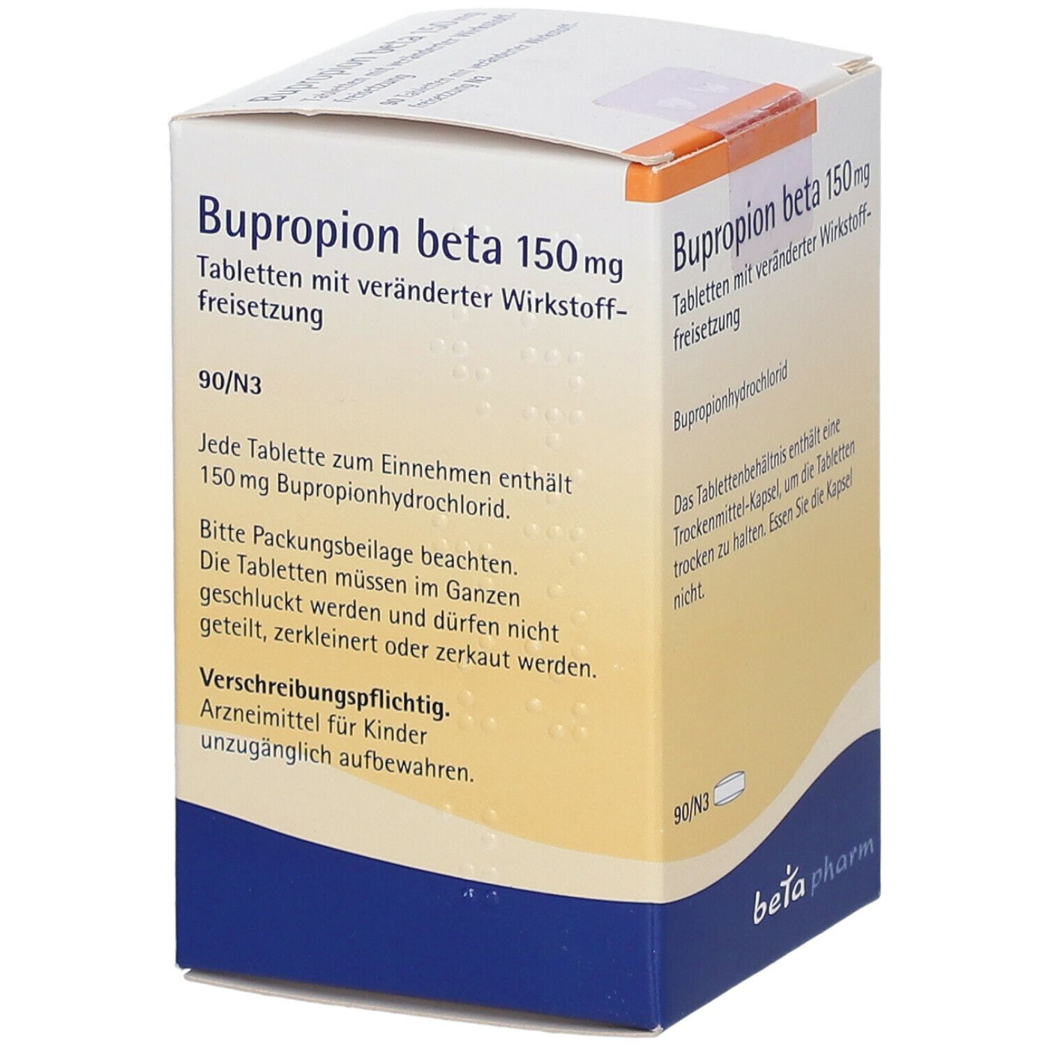 Bupropion beta 150 mg Tab.m.veränd.Wirkst.-Frs. 90 St Tablette, veraenderte Wirkstofffreisetzung