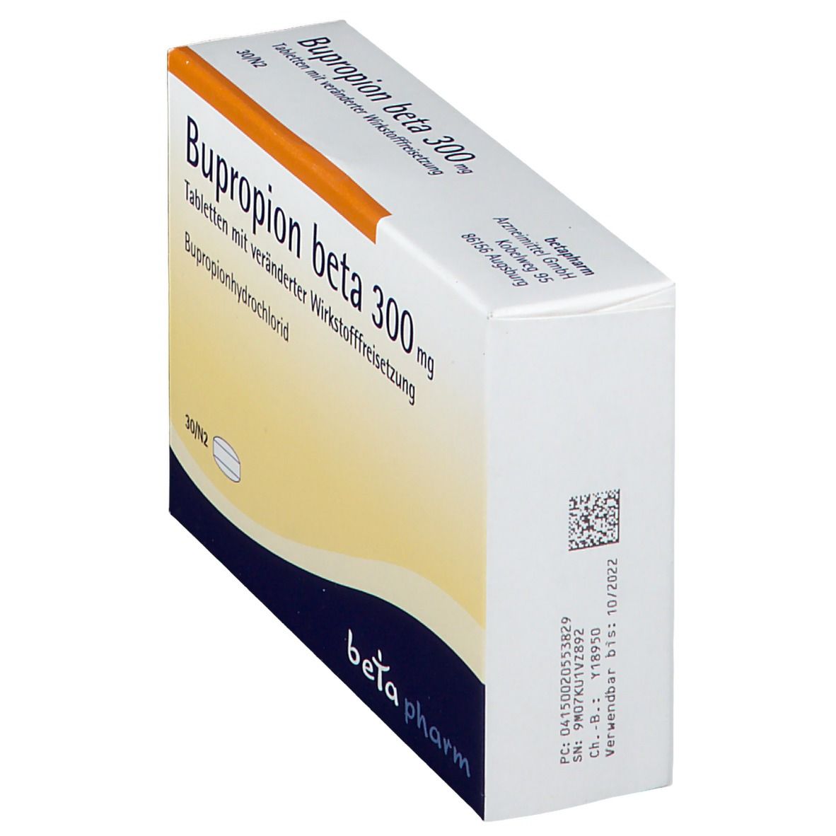 Bupropion beta 300 mg Tab.m.veränd.Wirkst.-Frs. 30 St Tablette, veraenderte Wirkstofffreisetzung