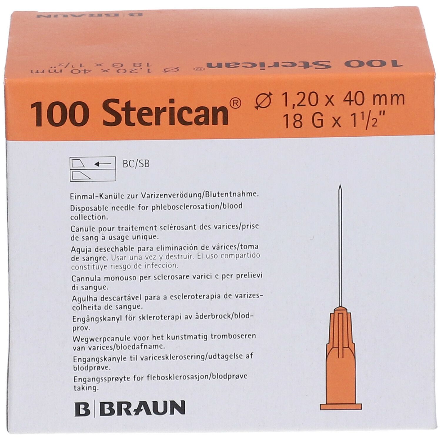 Sterican® zur Varizenverödung G18 x 1 1/2 Zoll 1,2 x 40 mm rosa
